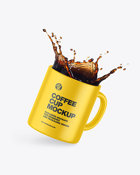 Matte Coffee Cup w/ Splash Mockup