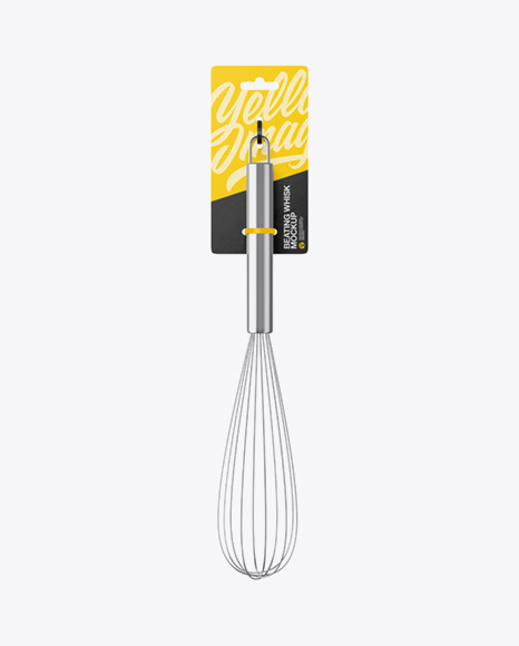 Kitchen Beating Stainless Steel Whisk Mockup - Front View