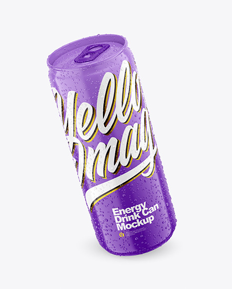 330ml Glossy Drink Can With Condensation Mockup