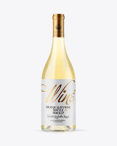 Clear Glass White Wine Bottle Mockup