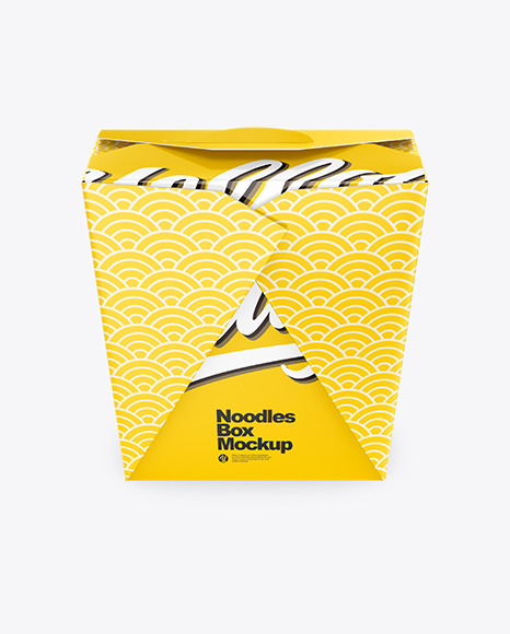 Glossy Paper Noodles Box Mockup - Side View (High Angle Shot)