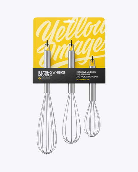 Kitchen Beating Stainless Steel Whisks Mockup - Front View
