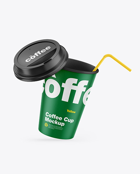 Paper Coffee Cup w/ Straw Mockup