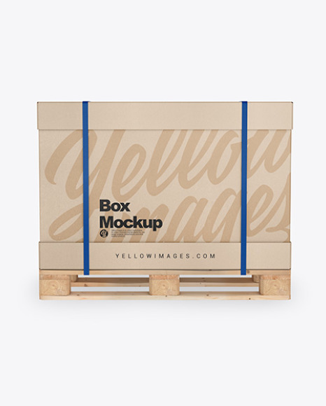 Wooden Pallet With Carton Box Mockup