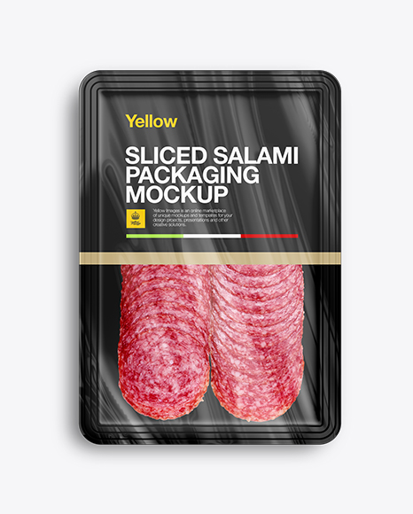 Plastic Tray W/ Sliced Winter Salami Mockup
