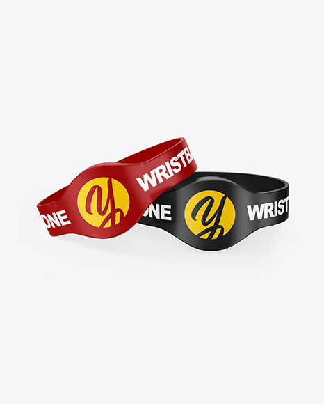 Two Glossy Silicone Wristbands Mockup