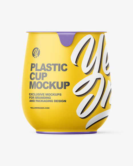 Matte Plastic Medium Yoghurt Cup Packaging Mockup - Front View