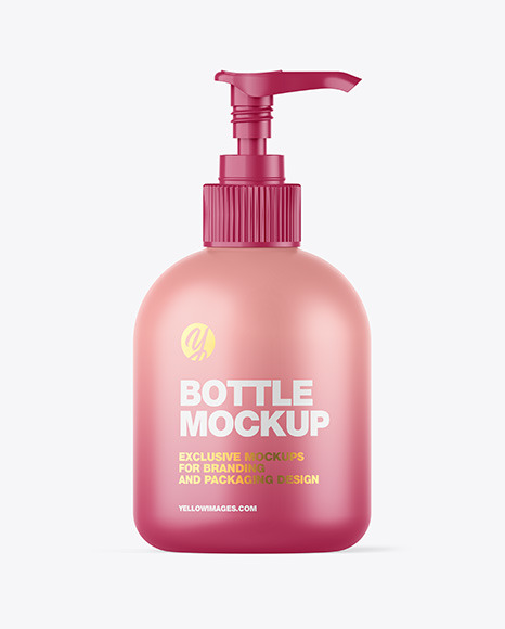 Matte Sanitizer Bottle w/ Open Pump Mockup
