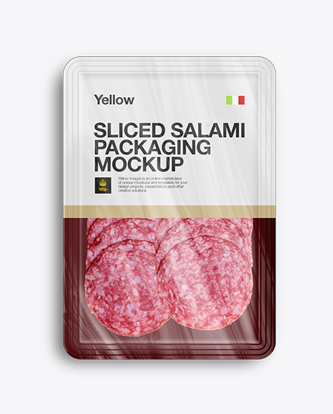 Plastic Tray W/ Sliced Classic Salami Mockup