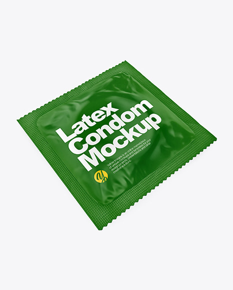 Matte Condom Packaging Mockup - Half Side View
