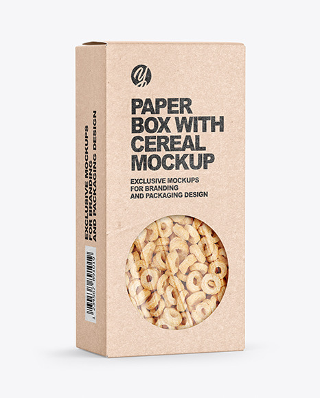 Kraft Paper Box with Breakfast Cereal Mockup
