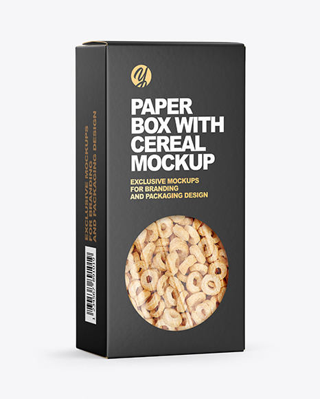 Paper Box with Breakfast Cereal Mockup