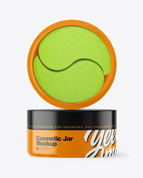 Glossy Cosmetic Jar with Patches Mockup