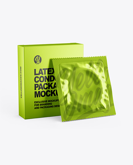 Matte Metallic Condom Packaging Mockup
