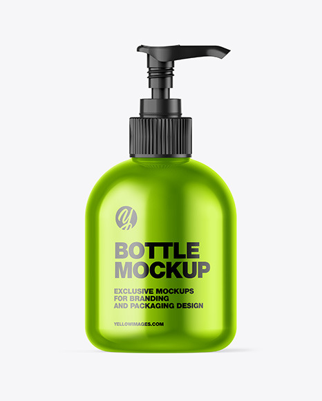 Metallic Sanitizer Bottle w/ Open Pump Mockup