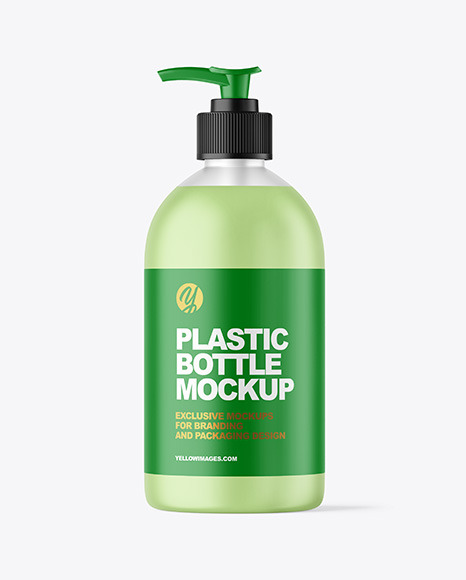 Frosted Liquid Soap Bottle with Pump Mockup