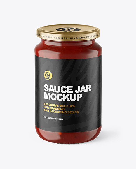 Clear Glass Jar with Red Sauce Mockup