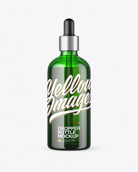 100ml Green Glass Dropper Bottle Mockup