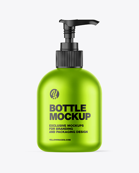 Matte Metallic Sanitizer Bottle w/ Open Pump Mockup