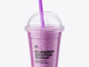 Blueberry  Smoothie Cup with Straw