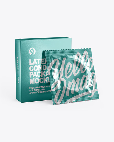 Glossy Metallic Condom Packaging Mockup