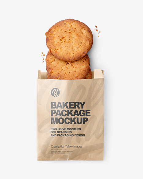 Kraft Paper Bag with Cookies Mockup
