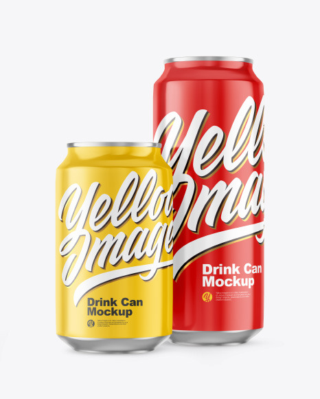 Two Glossy Drink Cans Mockup