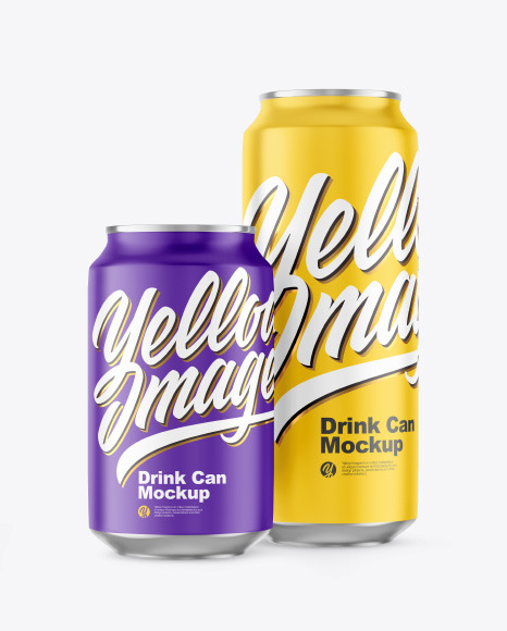 Two Matte Drink Cans Mockup