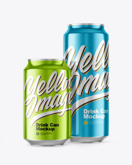 Two Metallic Drink Cans Mockup