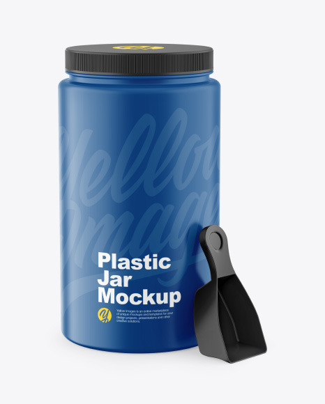 Matte Plastic Jar w/ Spoon Mockup