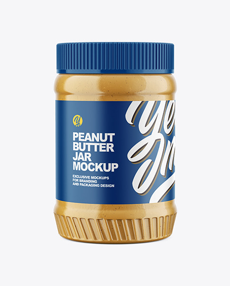 Clear Plastic Jar with Peanut Butter Mockup