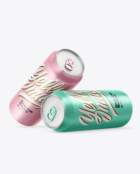 Two Matte Metallic Drink Cans Mockup