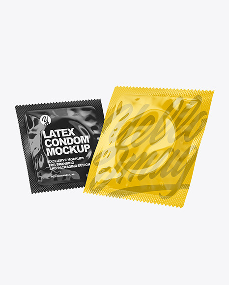 Two Glossy Condom Packaging Mockup