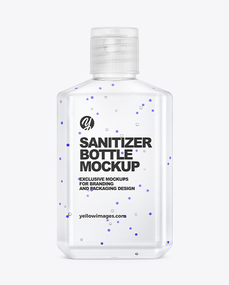 Glossy Hand Sanitizer Bottle Mockup with Glitter - Front View