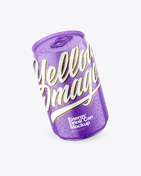 250ml Glossy Drink Can With Condensation Mockup