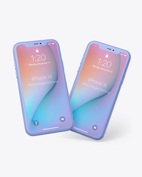 Two Clay Apple iPhones 11 Mockup