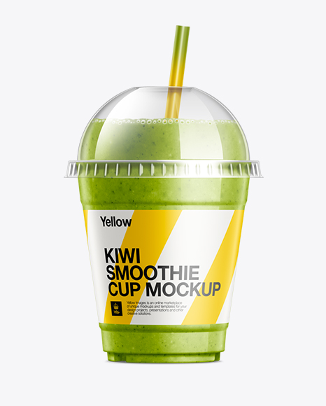 Kiwi Smoothie Cup with Straw Mockup