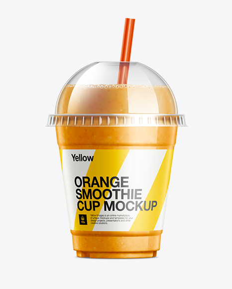 Orange Smoothie Cup with Straw Mockup