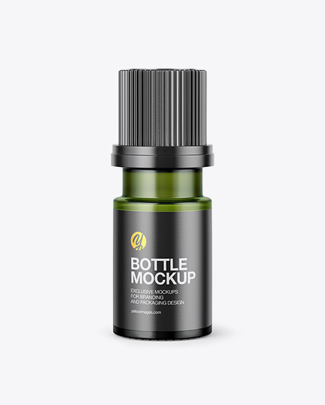 Small Green Glass Bottle Mockup - Front View