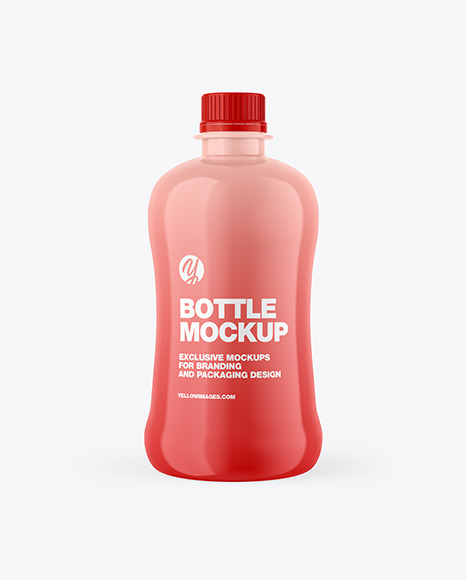 Glossy Bottle With Paper Label Mockup
