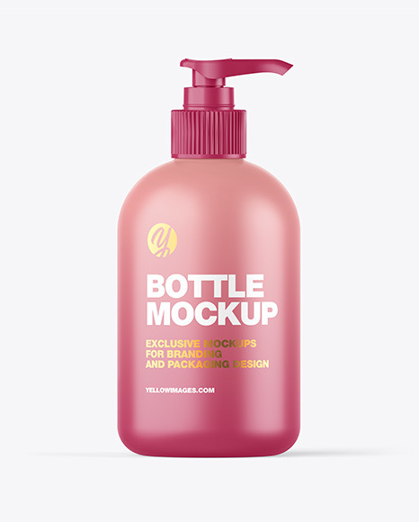 Matte Sanitizer Bottle w/ Closed Pump Mockup