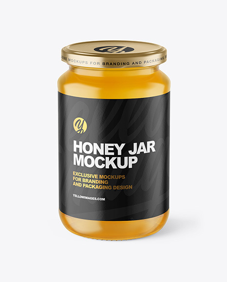 Clear Glass Jar with Honey Mockup