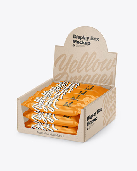 Kraft Display Box with Snack Bars Mockup