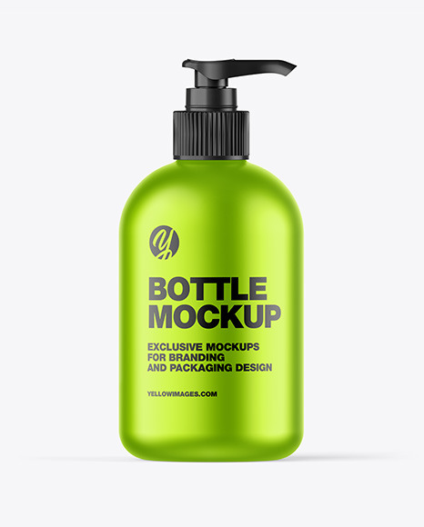 Matte Metallic Sanitizer Bottle w/ Closed Pump Mockup
