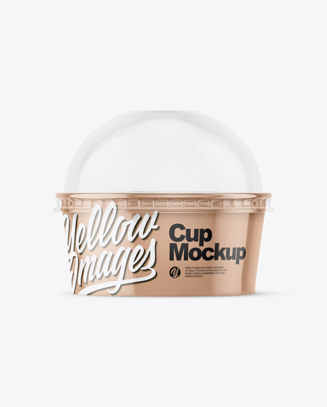 Small Glossy Plastic Cup With Transparent Dome Cap Mockup - Front View