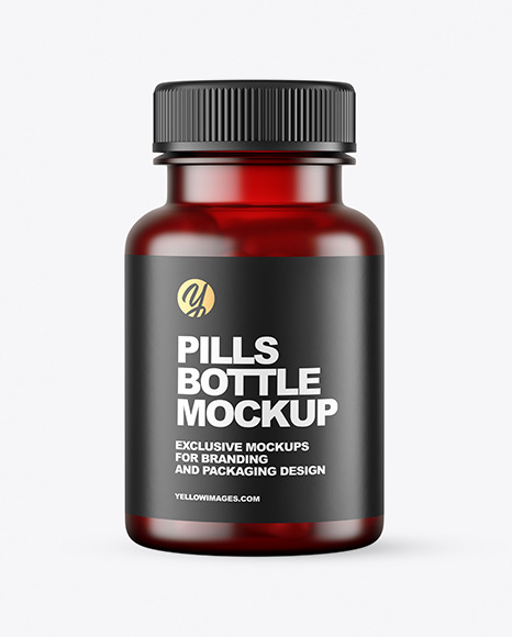 Frosted Red Pills Bottle Mockup