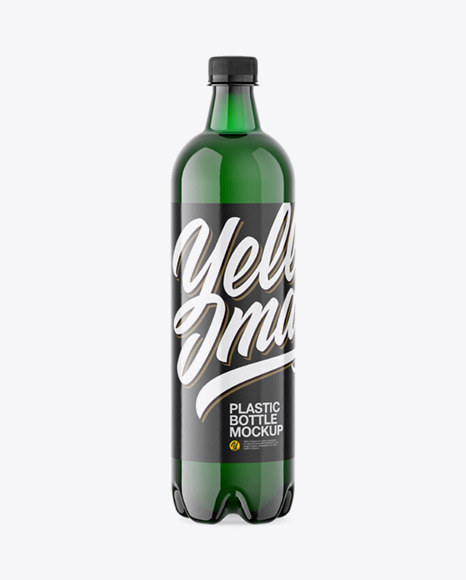 Green Plastic Beer Bottle Mockup
