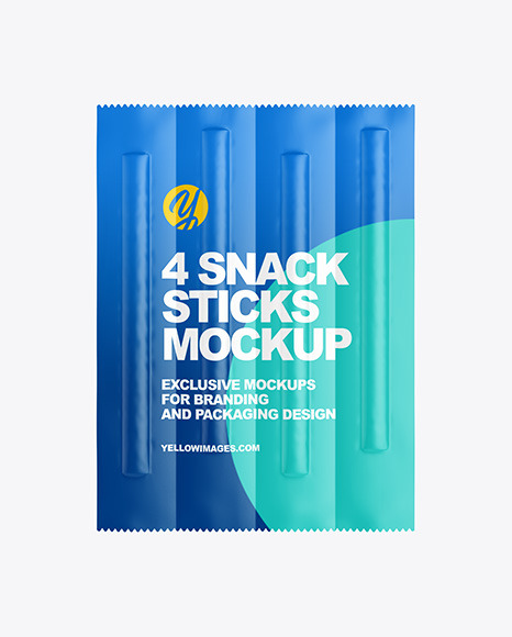 4 Matte Snack Sticks Pack Mockup