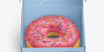 Opened Paper Box with Donut Mockup