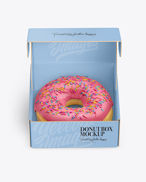 Opened Paper Box with Donut Mockup